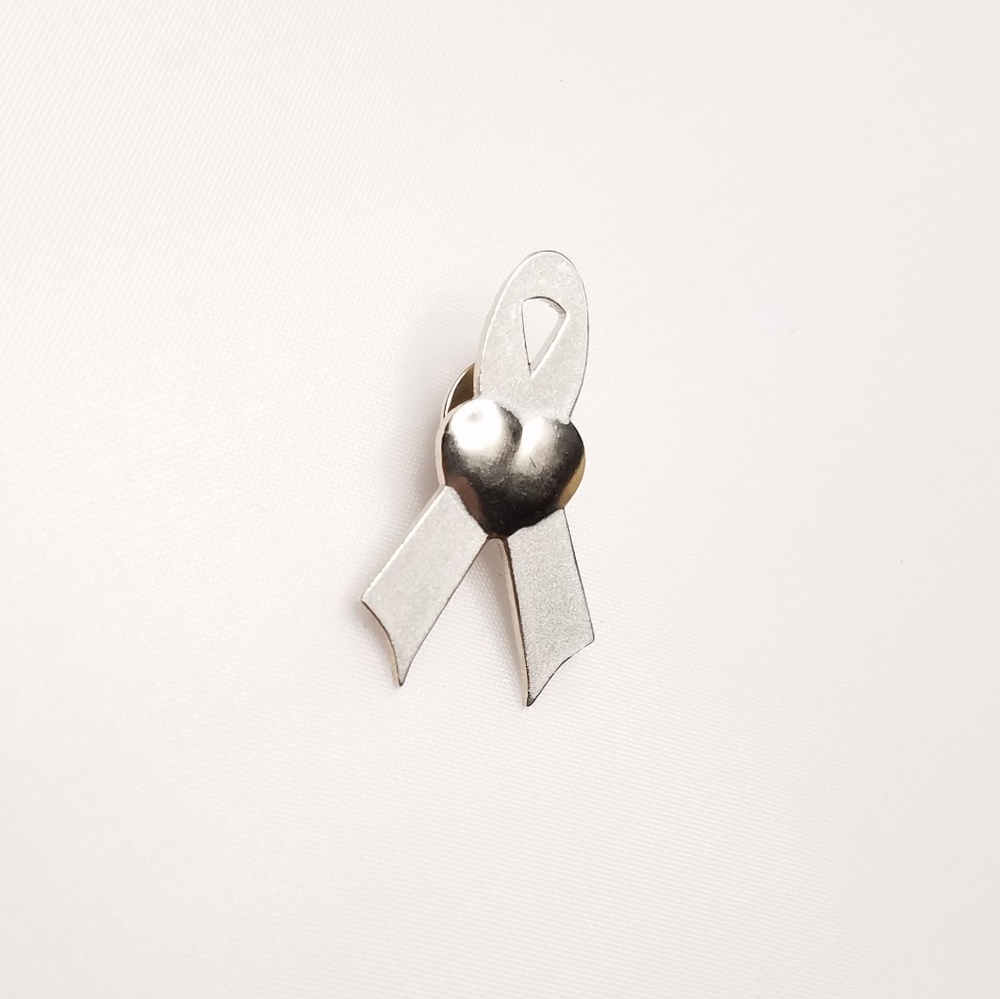 Silver Awareness Ribbon Brain Disabilities Pin - Picture 4 of 5